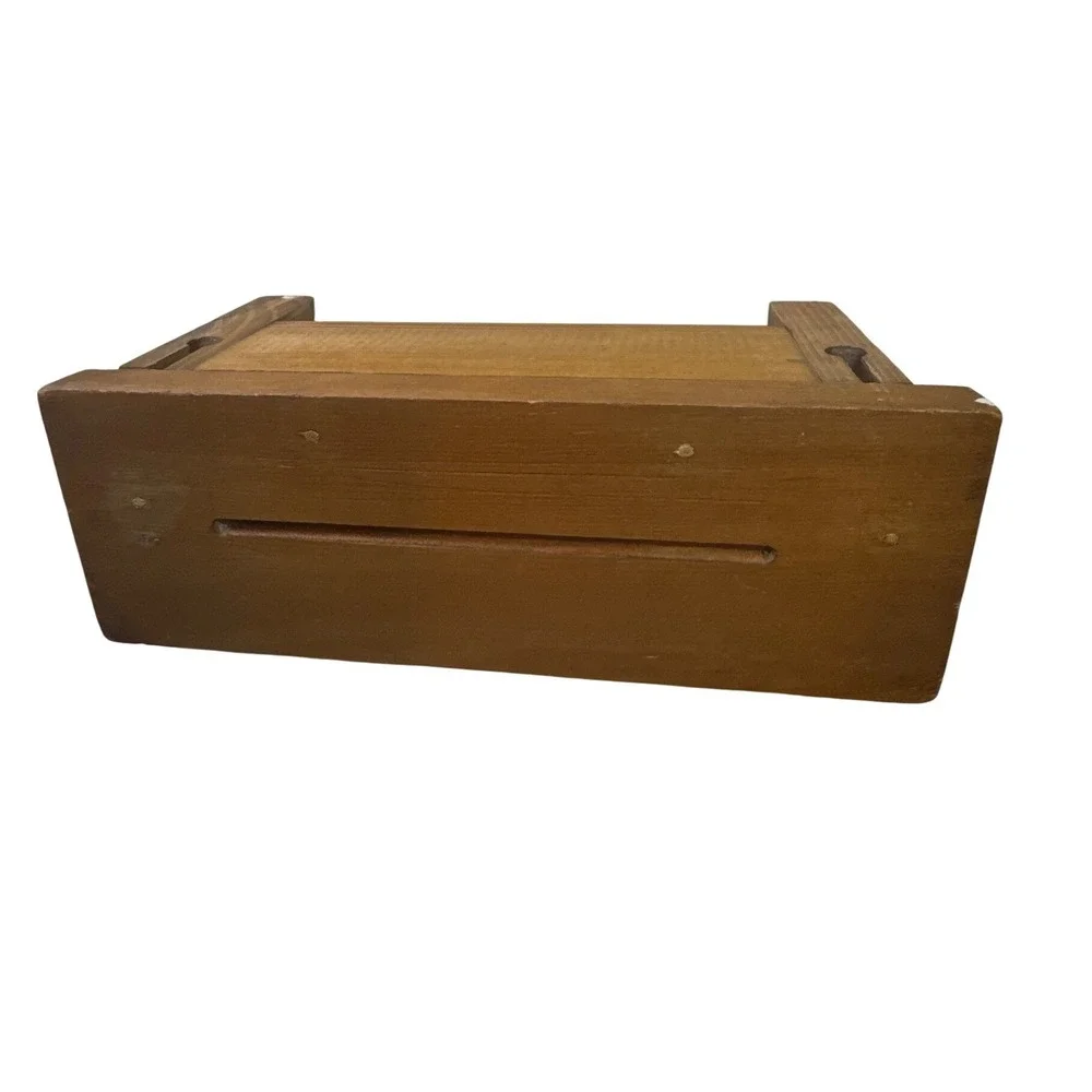Vintage Cottagecore Grandmacore Rustic Pine Wood Mini Wall Shelf Peg Hooks Brown